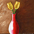 Two Tulips and A Pink Rose